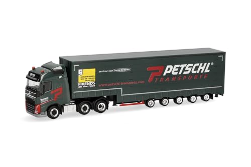 Herpa LKW Modell Volvo FH GL 2020 Volumenplanen-Sattelzug Petschl, Miniatur im Maßstab 1:87, Sammlerstück, Made in Germany, Kunststoff von herpa
