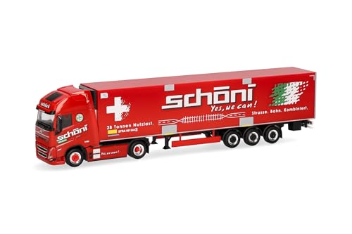 Herpa LKW Modell Volvo FH GL XL 2020 Electric Kühlkoffer-Sattelzug Schöni (Schweiz), Miniatur im Maßstab 1:87, Sammlerstück, Made in Germany, Kunststoff von herpa
