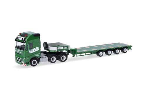 Herpa LKW Modell Volvo FH GL XL 2020 Semitieflade-Sattelzug Kübler, Miniatur im Maßstab 1:87, Sammlerstück, Made in Germany, Kunststoff von herpa