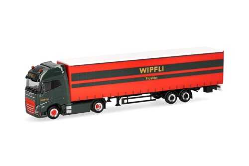 Herpa LKW Volvo FH GL XL Electric Gardinenplanen-Sattelzug Wipfli (Schweiz), Miniatur im Maßstab 1:87, Sammlerstück, Made in Germany, Kunststoff von herpa