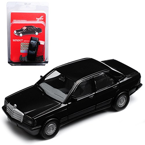 Herpa Mercedes-Benz C-Klasse 190 E W201 Limousine Schwarz 1982-1993 Bausatz Kit H0 1/87 Modell Auto mit individiuellem Wunschkennzeichen von herpa