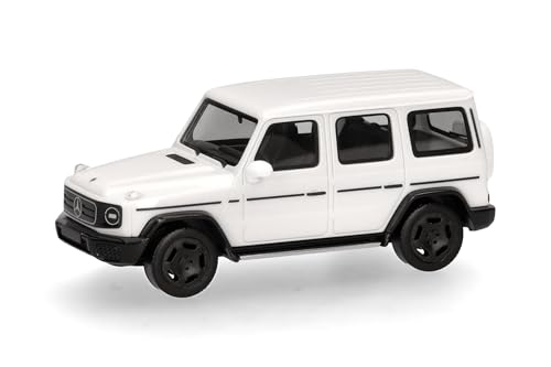 Herpa Modellauto Mercedes-Benz G 580 mit EQ-Technologie (N465), weiß, Miniatur im Maßstab 1:87, Sammlerstück, Made in Germany, Modell aus Kunststoff von herpa