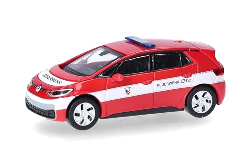 Herpa Modellauto VW ID. 3 "Feuerwehr Nürnberg (Bayern/Nürnberg), Miniatur im Maßstab 1:87, Sammlerstück, Made in Germany, Modell aus Kunststoff von herpa