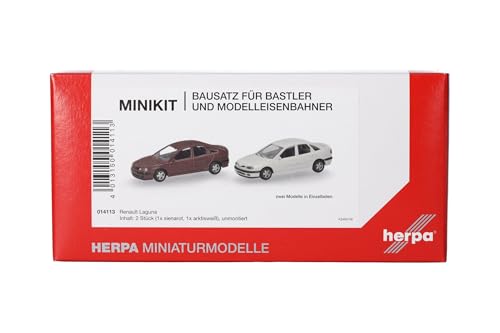 Herpa Modellbausatz MiniKit Renault Laguna Sienarot und Arktisweiß, 2 Stück, Miniatur im Maßstab 1:87, Sammlerstück, Kit für Modellbau, Kunststoff Herpa Modellbausatz MiniKit Renault Laguna Sienarot und Arktisweiß, 2 Stück, Miniatur im Maßstab 1:87, Sammlerstück, Kit für Modellbau, Kunststoff von herpa