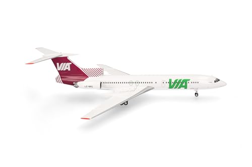Herpa Modellflugzeug Air Via Tupolev TU-154M, Miniatur im Maßstab 1:200, Sammlerstück, Modell ohne Standfuß, Metall von herpa