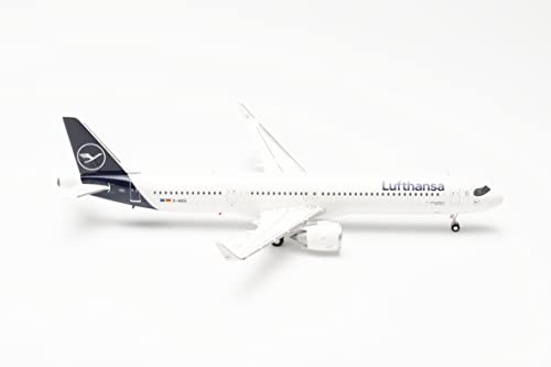 Herpa Modellflugzeug Airbus A321neo Lufthansa D-AIEG Naumburg, A6-EOT Maßstab 1:200 - Modellbau Flugzeug, Flugzeugmodell für Sammler, Miniatur Deko, Flieger ohne Standfuß aus Metall von herpa