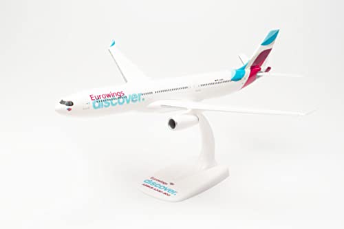 Herpa Modellflugzeug Airbus A330-300 Eurowings Discover, D-AFYR Maßstab 1:200 - Snap-Fit, Modellbau Flugzeug, Flugzeugmodell, Miniatur Deko, Steckmodell mit Standfuß aus Kunststoff von herpa