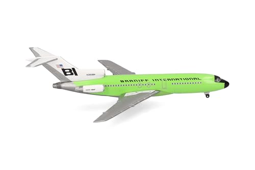 Herpa Modellflugzeug Braniff International Boeing 727-100 - solid Lime Green,Miniatur im Maßstab 1:500, Sammlerstück, Modell ohne Standfuß, Metall von herpa