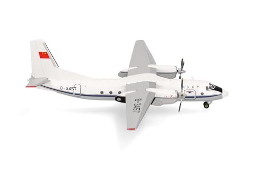 Herpa Modellflugzeug CAAC Airlines Xian Y-7 Miniatur im Maßstab 1:200, Sammlerstück, Modell ohne Standfuß, Metall, Weiß, Grau von herpa