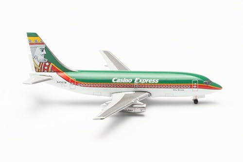 Herpa Modellflugzeug Casino Express Boeing 737-200 „King of Diamonds” Miniatur im Maßstab 1:500, Sammlerstück, Modell ohne Standfuß, Metall von herpa