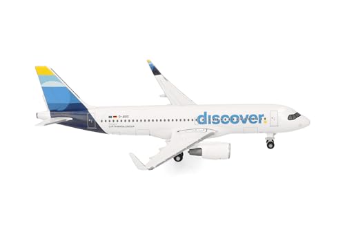 Herpa Modellflugzeug Discover Airbus A320, Miniatur im Maßstab 1:500, Sammlerstück, Modell ohne Standfuß, Metall von herpa
