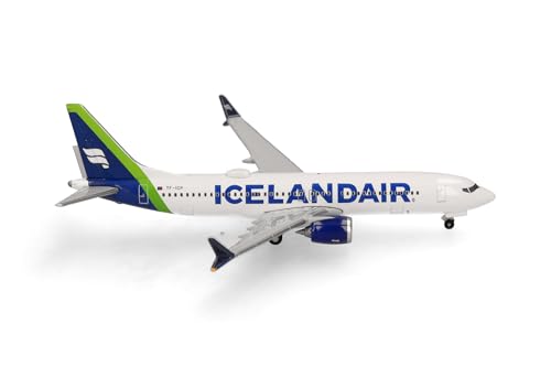 Herpa Modellflugzeug Icelandair Boeing 737 Max 8 - Green Tail Stripe - TF-ICP Landmannalaugar, Miniatur im Maßstab 1:500, Sammlerstück, Flugzeug Modell ohne Standfuß, Metall Herpa Modellflugzeug Icelandair Boeing 737 Max 8 - Green Tail Stripe - TF-ICP Landmannalaugar, Miniatur im Maßstab 1:500, Sammlerstück, Flugzeug Modell ohne Standfuß, Metall von herpa