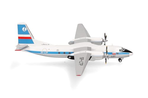 Herpa Modellflugzeug Lot Polish Airlines Antonov AN-24B Miniatur im Maßstab 1:200, Sammlerstück, Modell ohne Standfuß, Metall von herpa