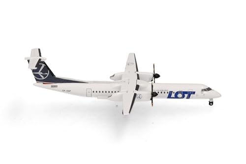 Herpa Modellflugzeug Lot Polish Airlines Bombardier Q400 Miniatur im Maßstab 1:500, Sammlerstück, Modell ohne Standfuß, Metall Herpa Modellflugzeug Lot Polish Airlines Bombardier Q400 Miniatur im Maßstab 1:500, Sammlerstück, Modell ohne Standfuß, Metall von herpa