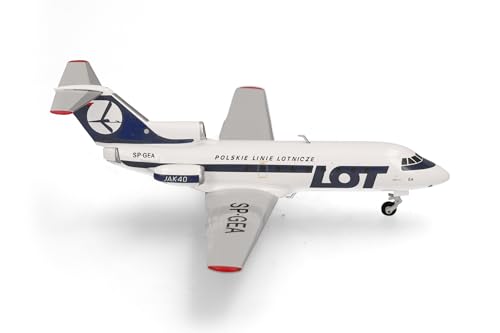 Herpa Modellflugzeug Lot Polish Airlines Yakovlev Yak-40, Miniatur im Maßstab 1:200, Sammlerstück, Modell ohne Standfuß, Metall von herpa