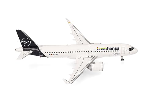 Herpa Modellflugzeug Lufthansa Airbus A320neo “Lovehansa” – D-AINY “Lingen” Miniatur im Maßstab 1:200, Sammlerstück, Modell ohne Standfuß, Metall von herpa
