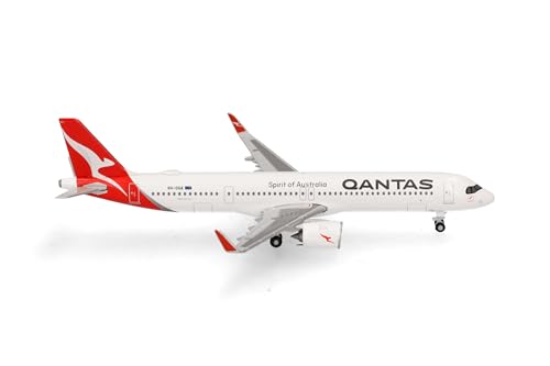 Herpa Modellflugzeug Qantas Airbus A321XLR - VH-OGA Great Ocean Road, Miniatur im Maßstab 1:500, Sammlerstück, Flugzeug Modell ohne Standfuß, Metall Herpa Modellflugzeug Qantas Airbus A321XLR - VH-OGA Great Ocean Road, Miniatur im Maßstab 1:500, Sammlerstück, Flugzeug Modell ohne Standfuß, Metall von herpa
