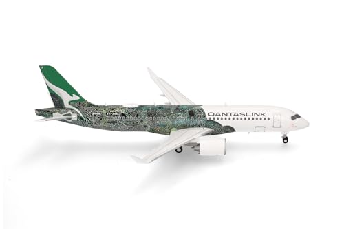 Herpa Modellflugzeug QantasLink Airbus A220-300 - Flying Art Series/Minyma Kutjara Tjukurpa, Miniatur im Maßstab 1:200, Sammlerstück, Modell ohne Standfuß, Metall von herpa
