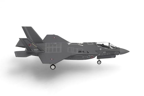 Herpa Modellflugzeug Royal Danish Air Force Lockheed Martin F-35A Lightning II - Eskadrille 727, Skrydstrup AB - L-007Miniatur im Maßstab 1:200, Sammlerstück, Flugzeug Modell ohne Standfuß, Metall von herpa