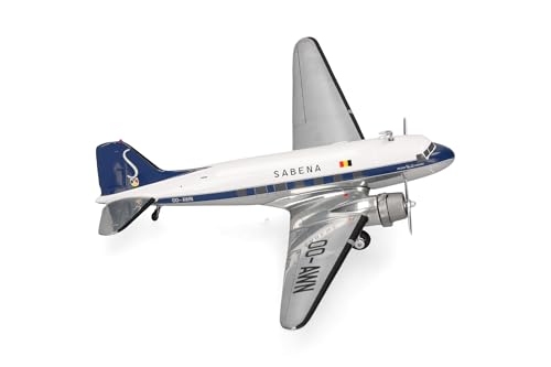Herpa Modellflugzeug Sabena Douglas DC-3 - OO-AWN, Miniatur im Maßstab 1:200, Sammlerstück, Modell ohne Standfuß, Metall von herpa