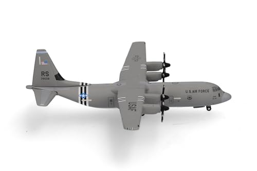 Herpa Modellflugzeug U.S. Air Force Lockheed Martin C-130J-30 Super Hercules – 37th Airlift Squadron, Ramstein Air Base Miniatur im Maßstab 1:500, Sammlerstück, Modell ohne Standfuß, Metall Herpa Modellflugzeug U.S. Air Force Lockheed Martin C-130J-30 Super Hercules – 37th Airlift Squadron, Ramstein Air Base Miniatur im Maßstab 1:500, Sammlerstück, Modell ohne Standfuß, Metall von herpa