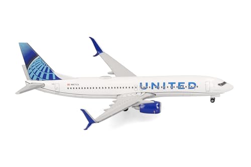 Herpa Modellflugzeug United Airlines Boeing 737-800, Miniatur im Maßstab 1:500, Sammlerstück, Modell ohne Standfuß, Metall von herpa