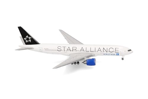 Herpa Modellflugzeug United Airlines Boeing 777-200 "Star Alliance Miniatur im Maßstab 1:500, Sammlerstück, Flugzeug Modell ohne Standfuß, Metall Herpa Modellflugzeug United Airlines Boeing 777-200 "Star Alliance Miniatur im Maßstab 1:500, Sammlerstück, Flugzeug Modell ohne Standfuß, Metall von herpa