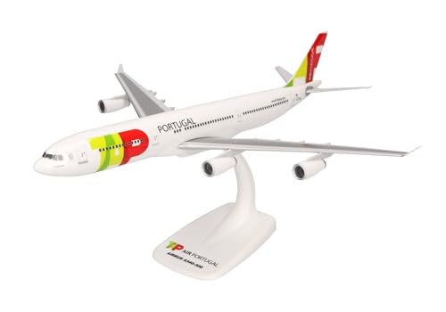 Herpa Snap-Fit Modellflugzeug TAP Air Portugal Airbus A340-300 - CS-TOB D. João de Castro, Miniatur im Maßstab 1:200, Sammlerstück, Modell mit Standfuß, Kunststoff von herpa