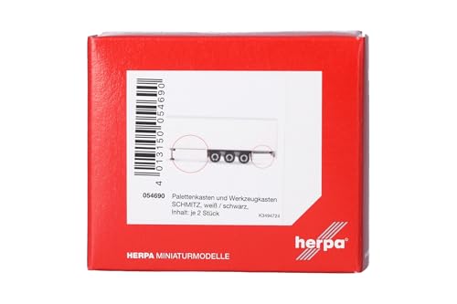 Herpa Zubehör Zubehör Palettenkasten und Werkzeugkasten (Schmitz), je 2X weiß&schwarz, im Maßstab 1:87, Miniatur Modell, Kunststoff von herpa