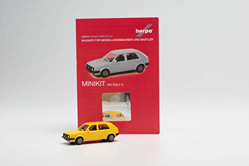 herpa 012195-008 Volkswagen MiniKit: VW Golf II 4-türig, verkehrsgelb in Miniatur zum Basteln Sammeln und als Geschenk von herpa