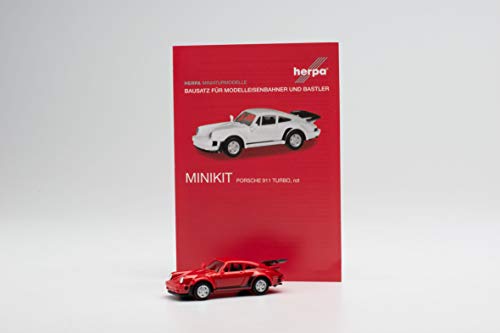 herpa 013307-002 MiniKit: Porsche 911 Turbo, feuerrot in Miniatur zum Basteln Sammeln und als Geschenk von herpa