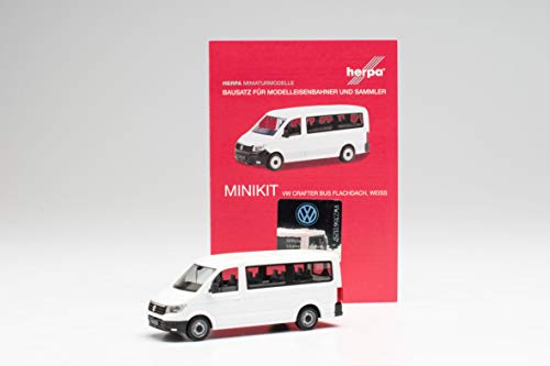 herpa 013840 Volkswagen Minikit: VW Crafter Bus Flachdach, weiß in Miniatur zum Basteln Sammeln und als Geschenk von herpa
