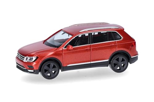 Herpa Modellauto VW Tiguan (AD1), Miniatur im Maßstab 1:87, Sammlerstück, Made in Germany, Modell aus Kunststoff, Farbe: Habanero orange metallic von herpa