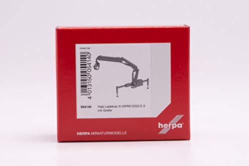 herpa 054140 Hiab Ladekran X-HIPRO 232 E-3 mit Greifer, rot in Miniatur zum Basteln Sammeln und als Geschenk von herpa