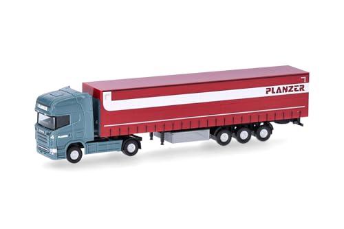 Herpa LKW Modell Scania R TL Gardinenplanen-Sattelzug Planzer (Schweiz/Dietikon), Miniatur im Maßstab 1:160, Sammlerstück, Made in Germany, Kunststoff von herpa