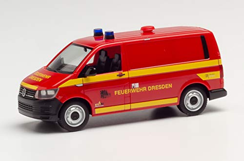 herpa 095433 Volkswagen VW T6 Kasten Feuerwehr Dresden in Miniatur zum Basteln Sammeln und als Geschenk, Mehrfarbig von herpa