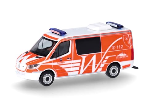 herpa 097826 Modellauto Mercedes-Benz Sprinter '18 Halbbus Feuerwehr Wiesbaden, Miniatur im Maßstab 1:87, Sammlerstück, Made in Germany, Modell aus Kunststoff Miniaturmodell, Tagesleuchtrot, weiß herpa 097826 Modellauto Mercedes-Benz Sprinter '18 Halbbus Feuerwehr Wiesbaden, Miniatur im Maßstab 1:87, Sammlerstück, Made in Germany, Modell aus Kunststoff Miniaturmodell, Tagesleuchtrot, weiß von herpa