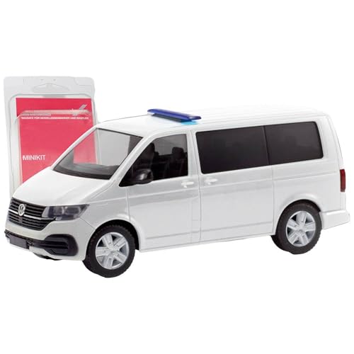 Minikit Volkswagen T 6.1 Bus mit Hänsch DBS 5000, weiß Modell Auto Miniaturmodelle Kleinmodell Sammlerstück Detailgetreu von herpa