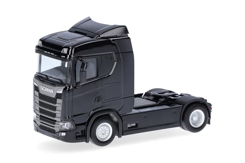 herpa 310192-002 LKW Modell Scania CS 20 ND Zugmaschine, schwarz, Miniatur im Maßstab 1:87, Sammlerstück, Made in Germany, Kunststoff Miniaturmodell von herpa