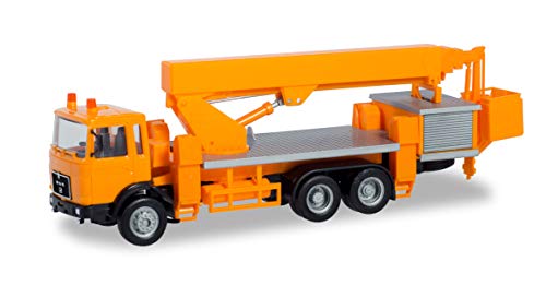 herpa 310932 – MAN F8 Ruthmann Steiger, Kommunal Kraftfahrzeug, Modellsammlung, Miniaturmodelle, Fahrzeuge zum Sammeln, Kleinmodell, Sammlerstück, Detailgetreu, Kunststoff, Orange - Maßstab 1:87 von herpa