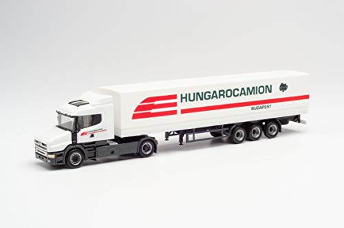 herpa 312080 Scania Hauber Planen-Sattelzug „Hungarocamion“ in Miniatur zum Basteln Sammeln und als Geschenk, Mehrfarbig von herpa