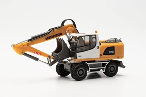 Herpa Bagger Modell Liebherr Mobilbagger A 920 Litronic „Liebherr“, originalgetreu im Maßstab 1:87, Modell Baufahrzeug für Diorama, Modellbau Sammlerstück, Deko Miniaturmodelle aus Kunststoff von herpa