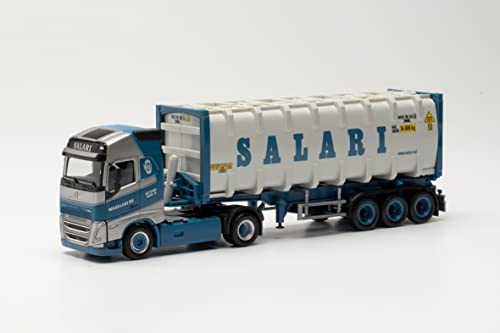 Herpa LKW Modell Volvo FH Gl. 2020 30 ft. Bulkcontainer-Sattelzug „Salari“, originalgetreu im Maßstab 1:87, Modell LKW für Diorama, Modellbau Sammlerstück, Deko Miniaturmodelle aus Kunststoff von herpa