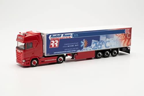 herpa 315005 Scania CS 20 HD Kühlkoffer-Sattelzug „Spedition Rose/Trucker Babe Manu“ Modell LKW Miniaturmodelle Kleinmodell Sammlerstück Detailgetreu, Mehrfarbig von herpa