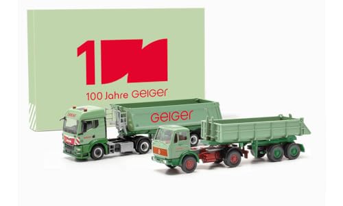 herpa Jubiläumsset 100 Jahre Geiger Man TGS TM und Mercedes-Benz NG Kippsattelzüge 1:87#316699 von herpa