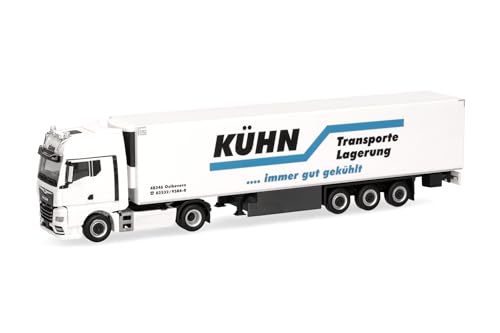 Herpa LKW Modell Man TGX GX Kühlkoffer-Sattelzug Kühn Kühltransporte (Nordrhein-Westfalen/Ostbevern), Miniatur im Maßstab 1:87, Sammlerstück, Made in Germany, Kunststoff von herpa