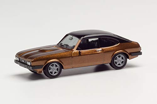 herpa 430807 – Ford Capri II mit Vinyldach, Oldtimer Fahrzeug, Modell Auto, Modellsammlung, Miniaturmodelle, Kleinmodell, Sammlerstück, Detailgetreu, Kunststoff, Braun Metallic - Maßstab 1:87 von herpa