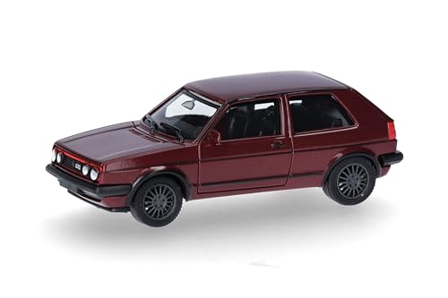 Herpa Modellauto VW Golf II GTI, Miniatur im Maßstab 1:87, Sammlerstück, Made in Germany, Modell aus Kunststoff, Farbe: Tornadorot metallic von herpa