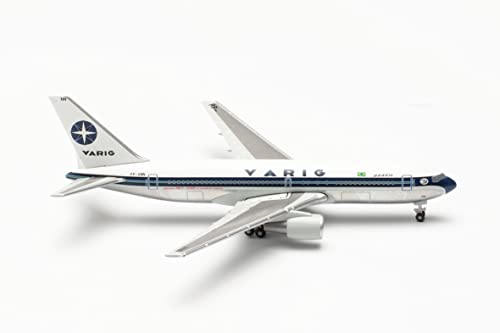 herpa 536448 Modellflugzeug Varig Boeing 767-200 – PP-VNN, Maßstab 1:500-Modellbau Flugzeug, Flugzeugmodell für Sammler, Miniatur Deko, Flieger ohne Standfuß aus Metall Miniaturmodell, Mehrfarbig von herpa