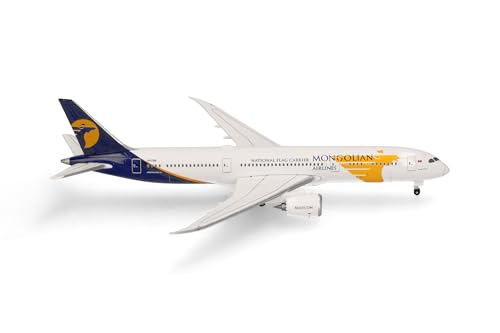 herpa 537629 Modellflugzeug MIAT-Mongolian Airlines Boeing 787-9 Dreamliner Miniatur im Maßstab 1:500, Sammlerstück, Modell ohne Standfuß, Metall Miniaturmodell, weiß, blau herpa 537629 Modellflugzeug MIAT-Mongolian Airlines Boeing 787-9 Dreamliner Miniatur im Maßstab 1:500, Sammlerstück, Modell ohne Standfuß, Metall Miniaturmodell, weiß, blau von herpa